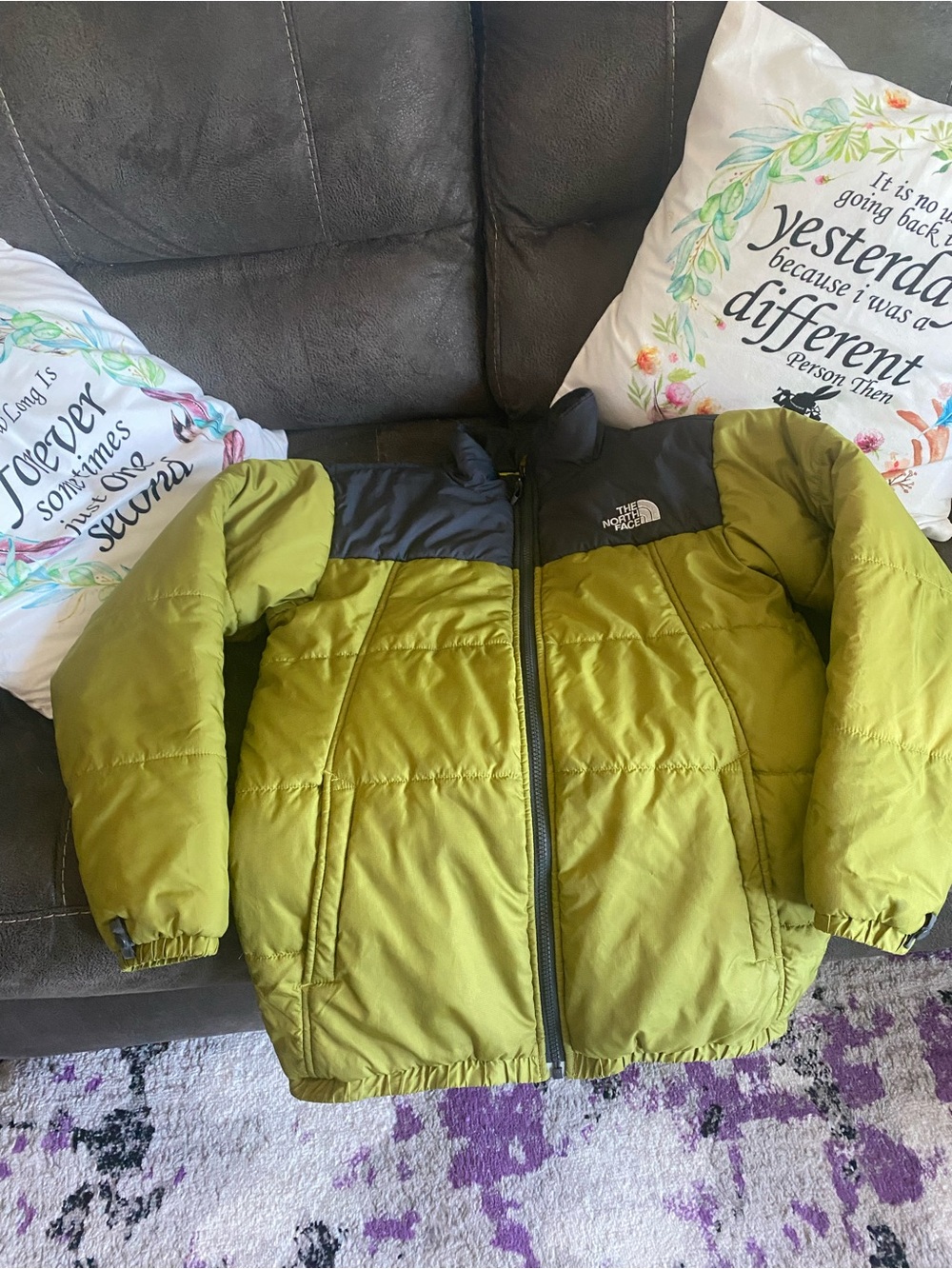 The North Face Kids Olive Green & Black Puffer Jacket